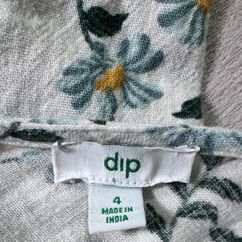 Dip Women White Blue Daisy Floral Linen Blend Wide Leg Jumpsuit Size 4 - Picture 2 of 7